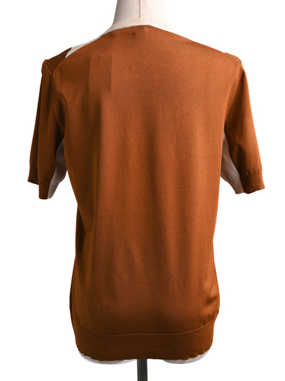Excellent Louis Vuitton Women's Orange Silk Short-Sleeve Top