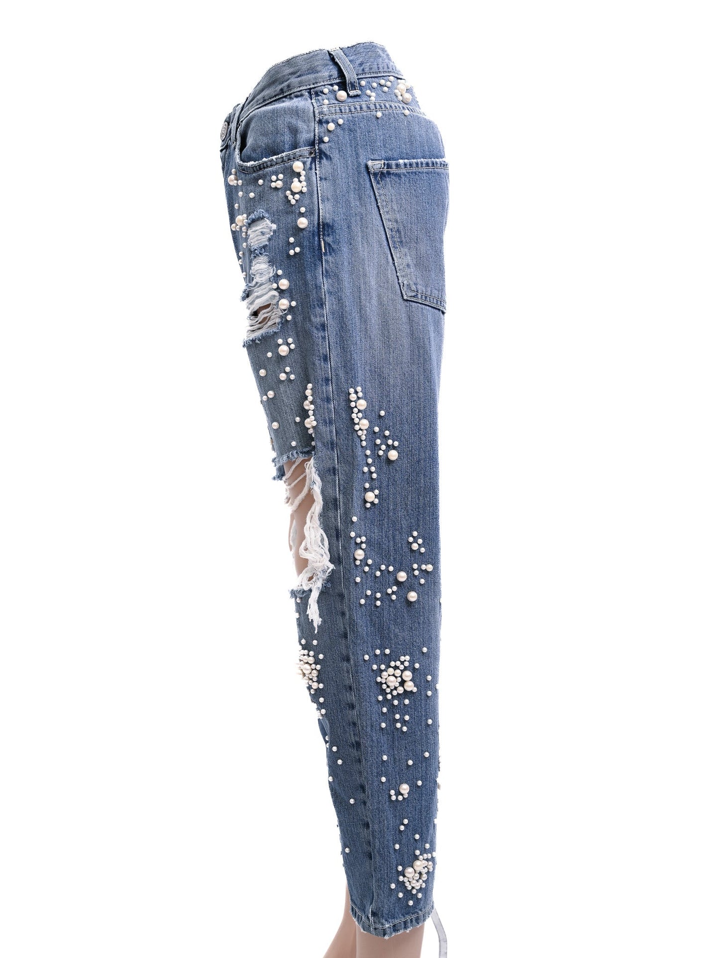 excellent onedress onelove blue distressed jeans size s with pearls