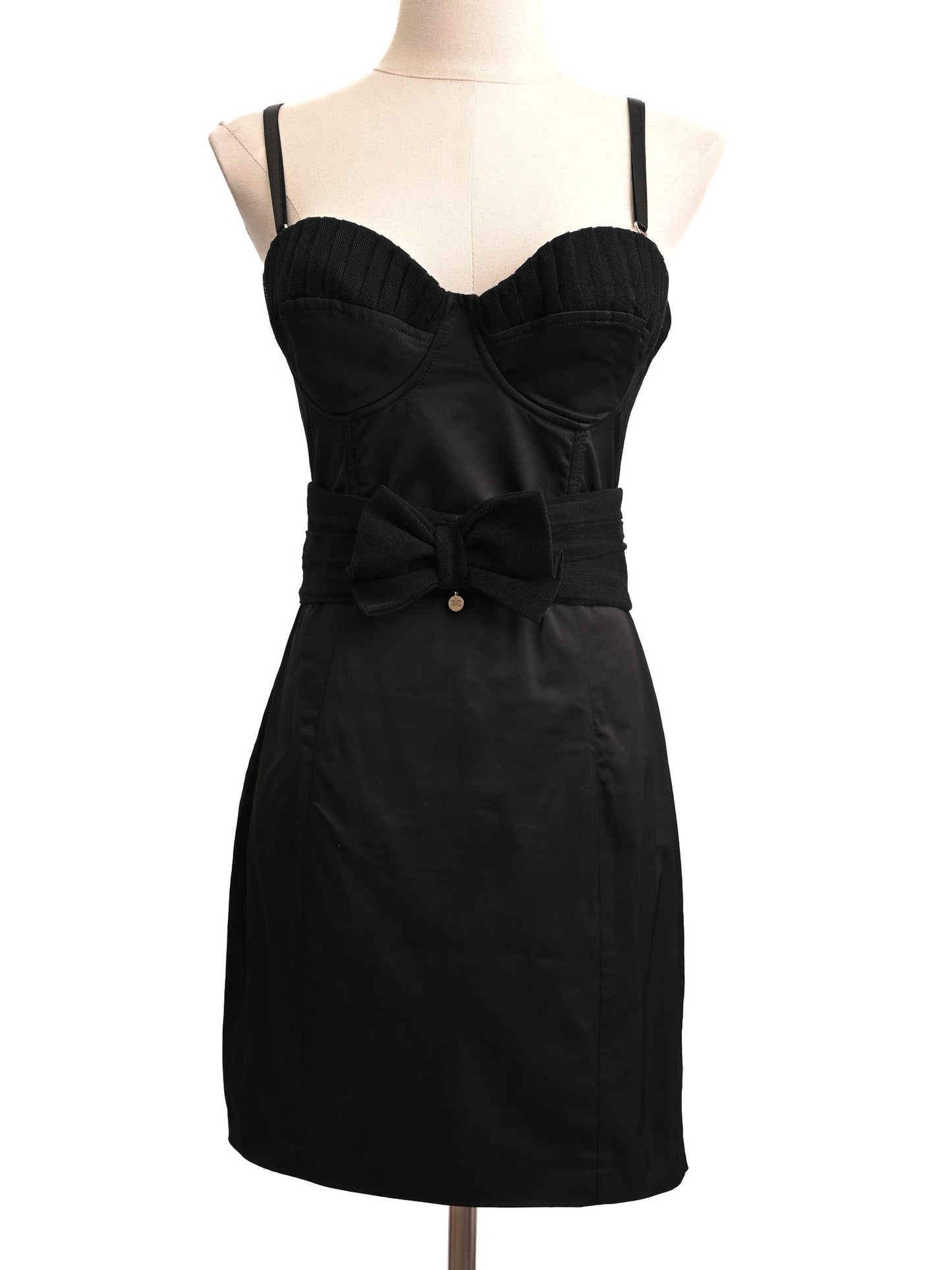 elisabetta franchi black dress size s with decorative bow