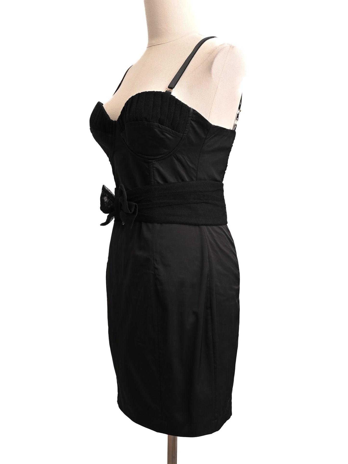 elisabetta franchi black dress size s with decorative bow