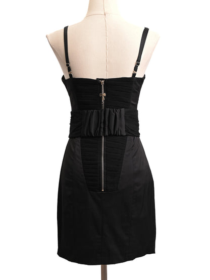 Elisabetta Franchi Black Dress Size S with Decorative Bow