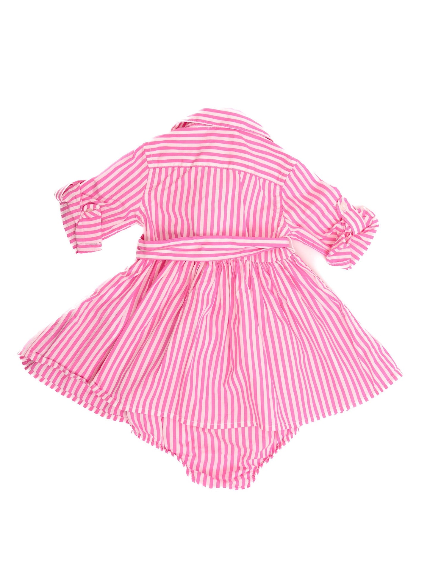 new ralph lauren pink striped dress & bloomers set size 2