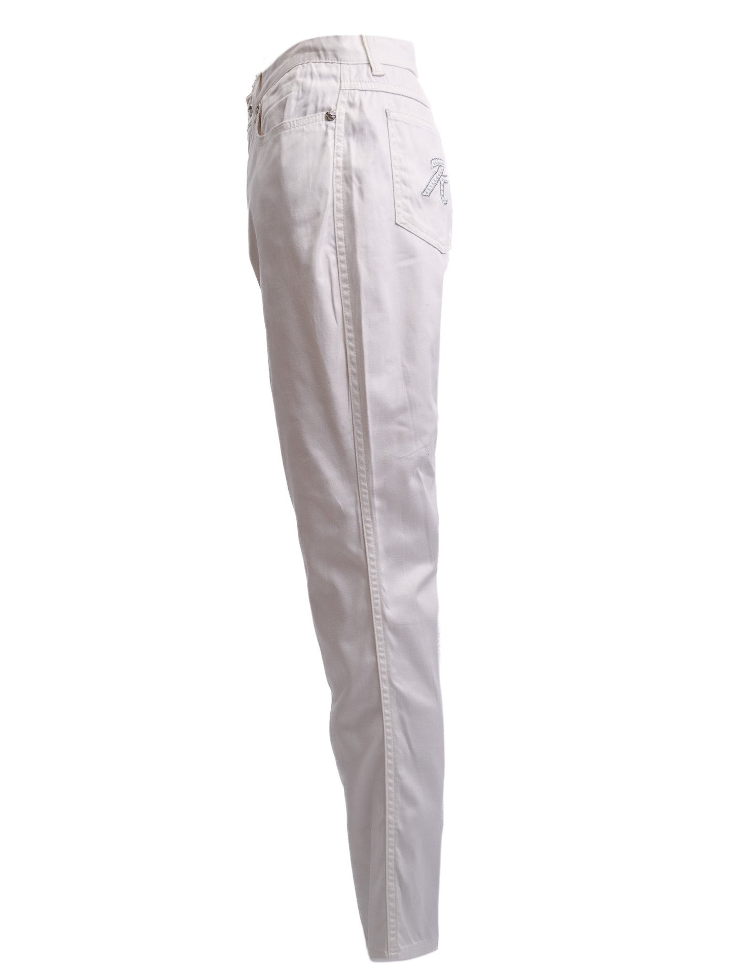 excellent roccobarocco white cotton pants size m women's wear