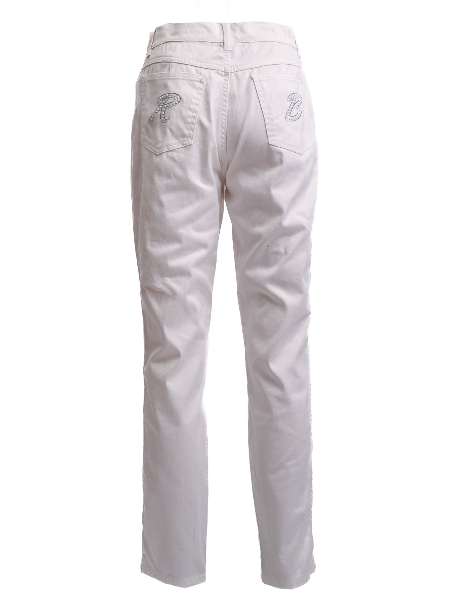 excellent roccobarocco white cotton pants size m women's wear