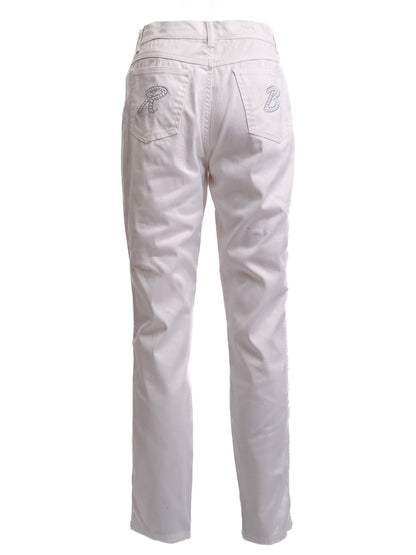 Excellent Roccobarocco White Cotton Pants Size M Women's Wear