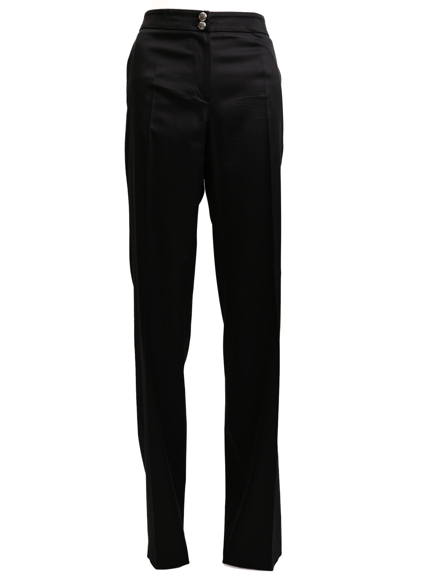 excellent emporio armani black wool high-waist pants size m