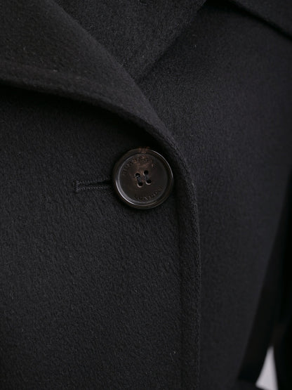 Excellent Burberry Black Wool Trench Coat Size L Double-Breasted