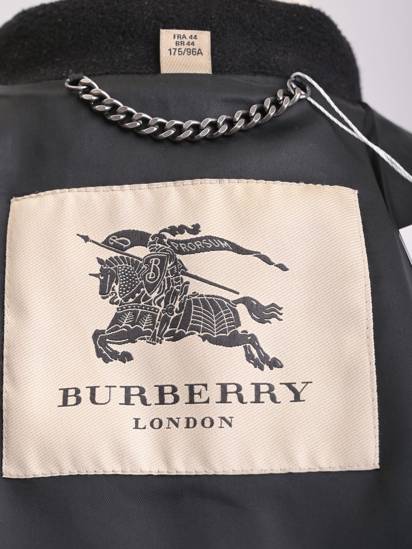 excellent burberry black wool trench coat size l double-breasted
