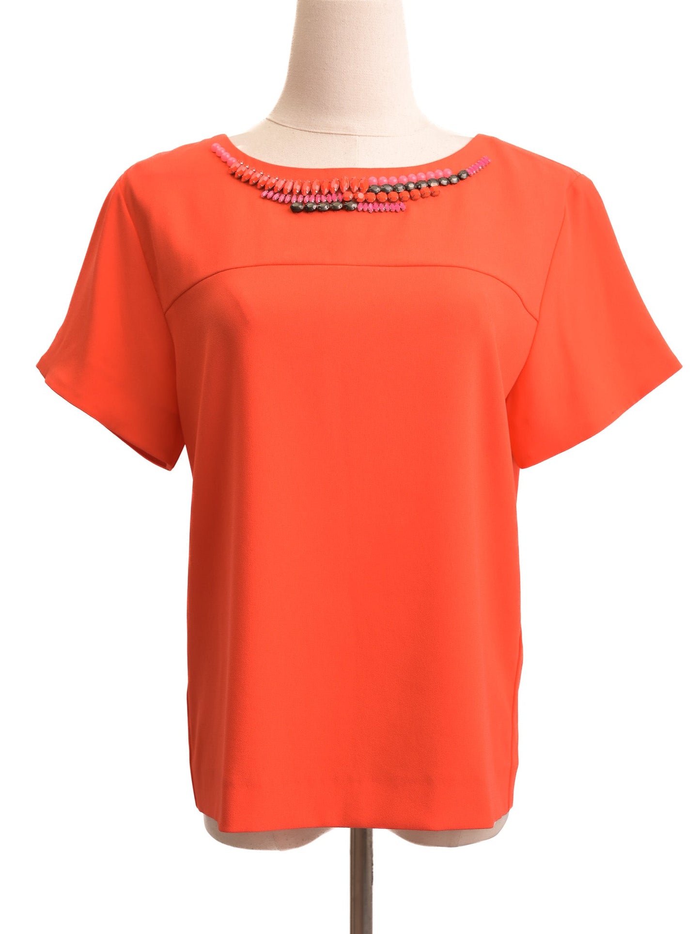 excellent marccain orange viscose blouse size m with beading detail