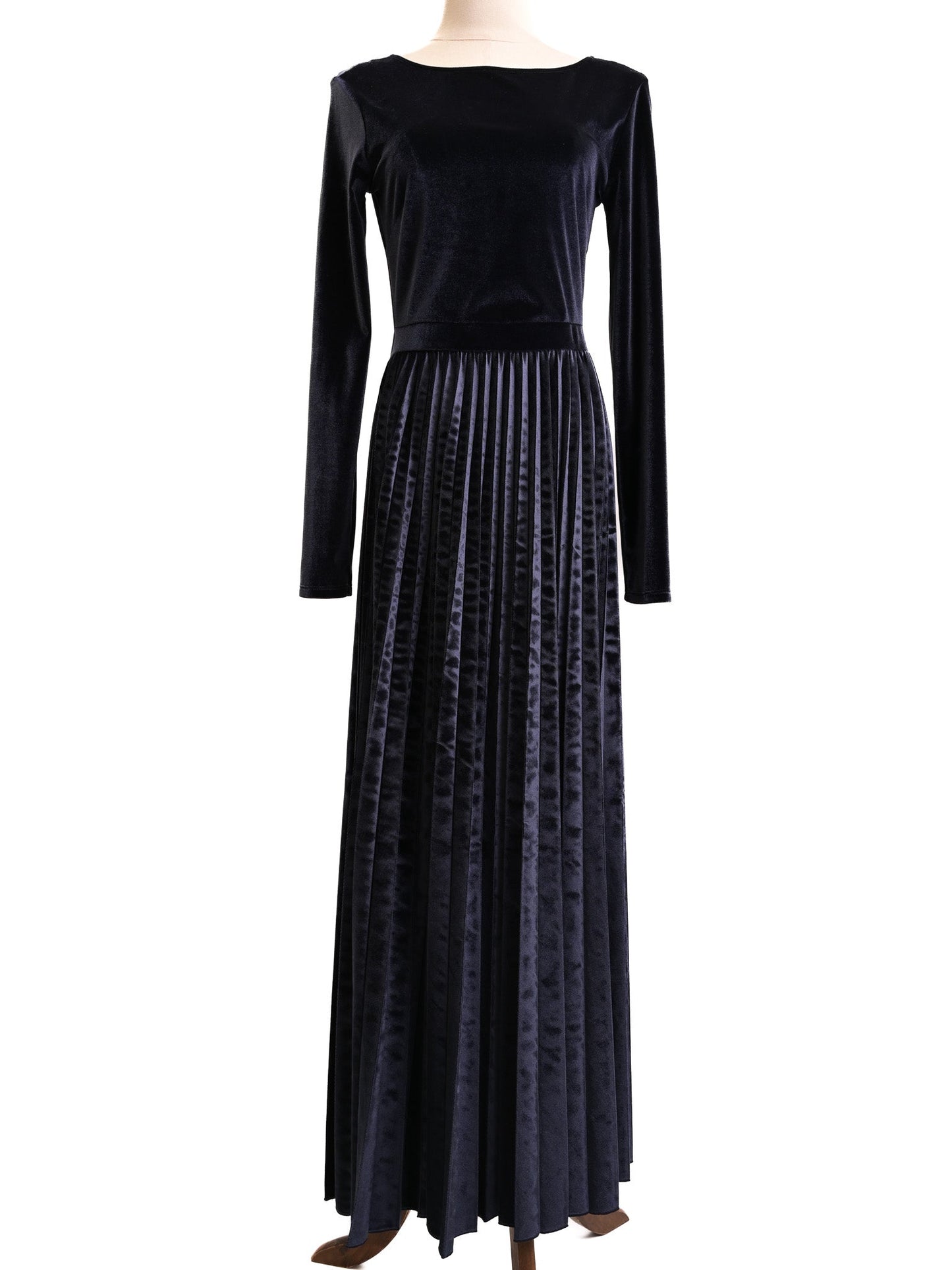 excellent maxco blue velvet long sleeve dress size m