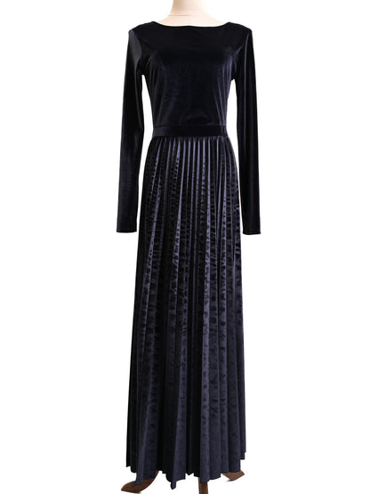 Excellent MaxCo Blue Velvet Long Sleeve Dress Size M