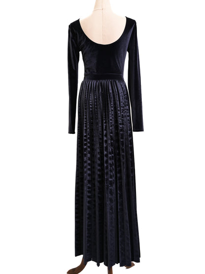 Excellent MaxCo Blue Velvet Long Sleeve Dress Size M