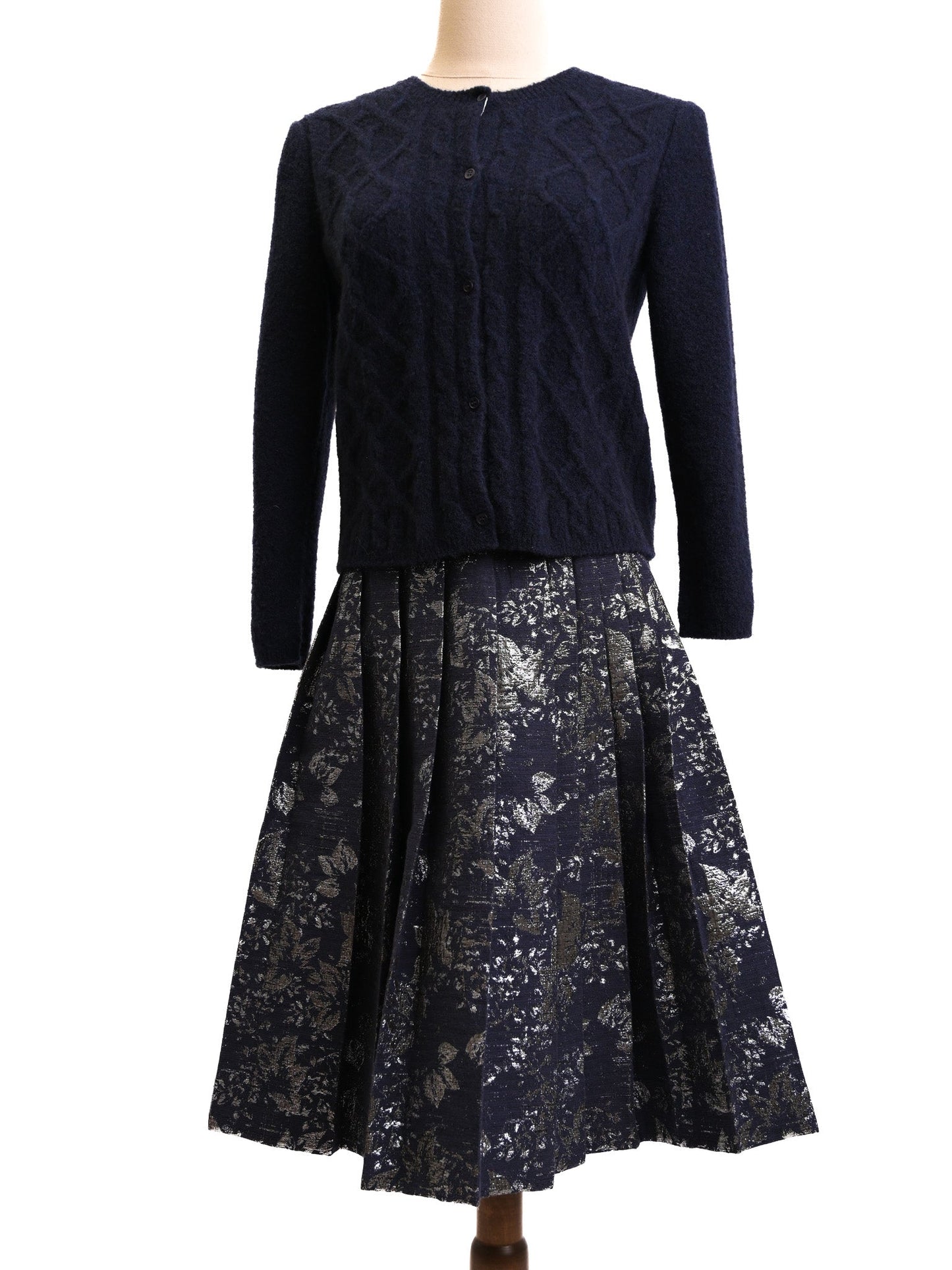 max mara excellent condition navy wool cardigan pleated skirt m