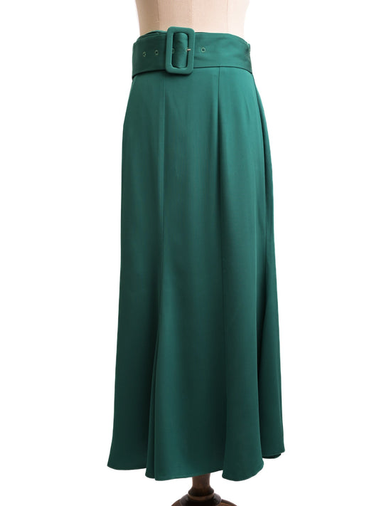 Excellent Uterque Green Viscose Skirt with Wide Belt Size M