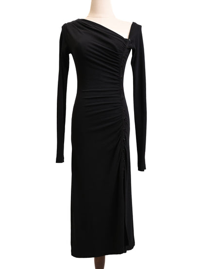 Excellent Plein Sud Black Wool Asymmetrical Dress Size N/A