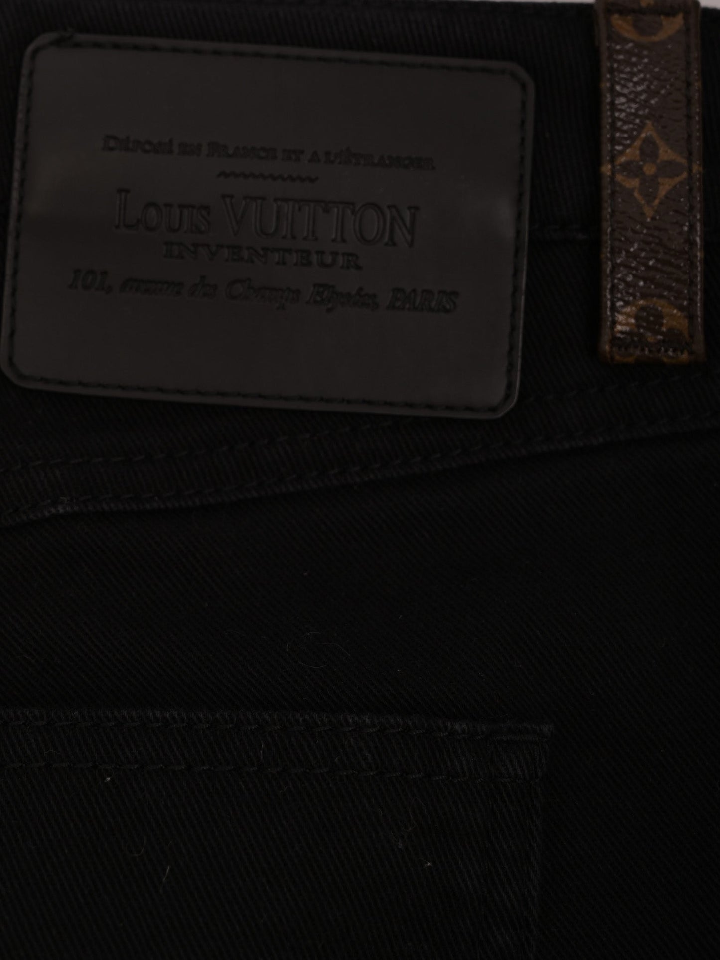 excellent louis vuitton black cotton jeans size m women's