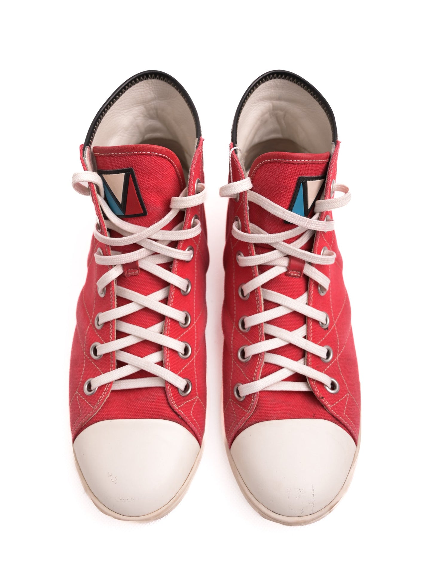 good louis vuitton red high-top sneakers mens size 41.5 textile