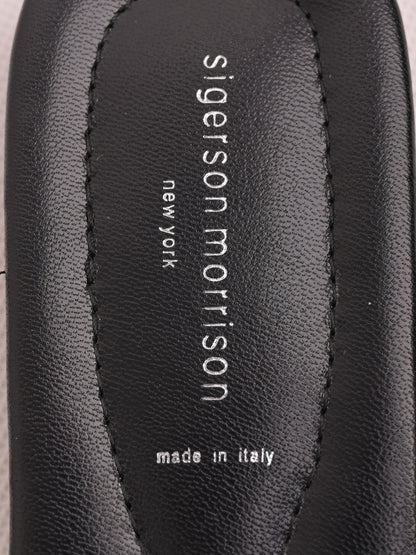Good Sigerson Morrison Black Leather Slide Sandals with Decorative Studs