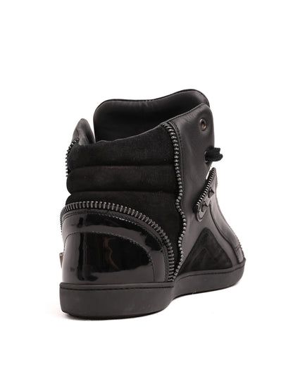 Excellent Sergio Rossi Black Leather High-Top Sneakers Size 37