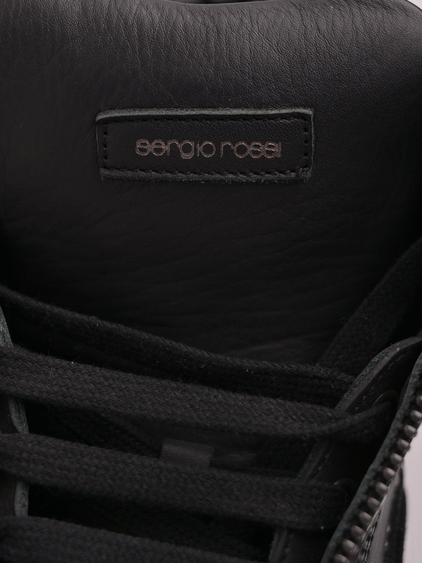 excellent sergio rossi black leather high-top sneakers size 37