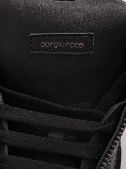 Excellent Sergio Rossi Black Leather High-Top Sneakers Size 37