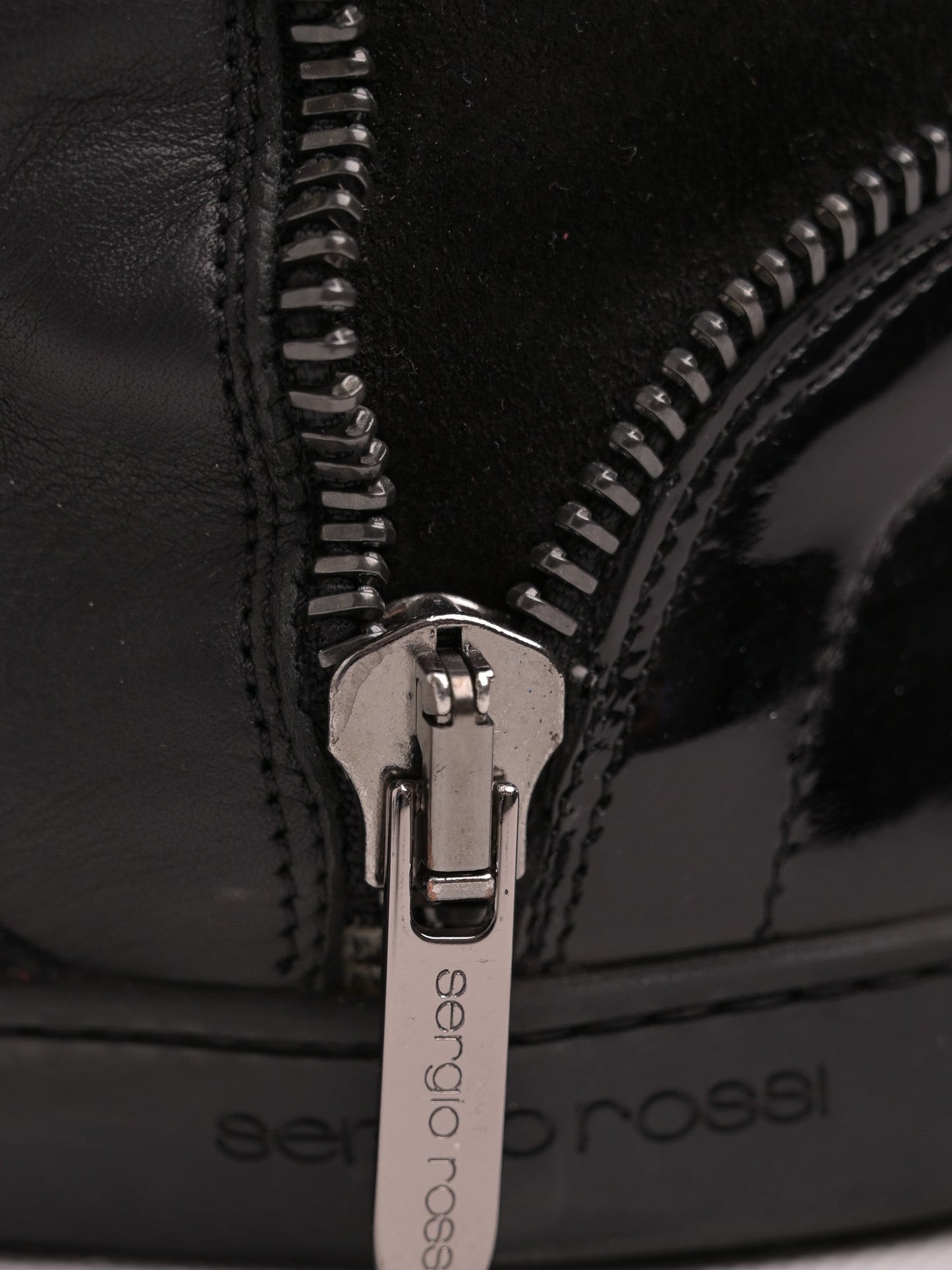 excellent sergio rossi black leather high-top sneakers size 37