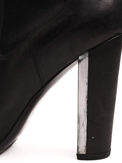 Average Dries Van Noten Black Leather Ankle Boots Size 38.5