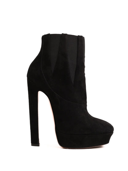 Average Alaia Black Genuine Suede High-Heeled Ankle Boot Size 38
