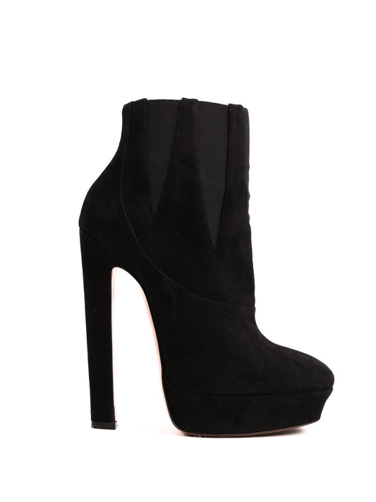 Average Alaia Black Genuine Suede High-Heeled Ankle Boot Size 38