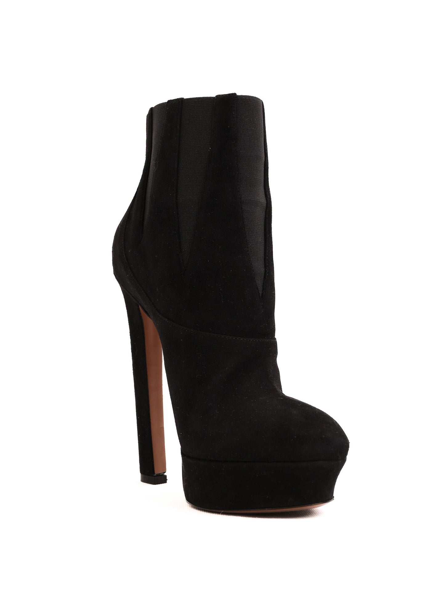 average alaia black genuine suede high-heeled ankle boot size 38
