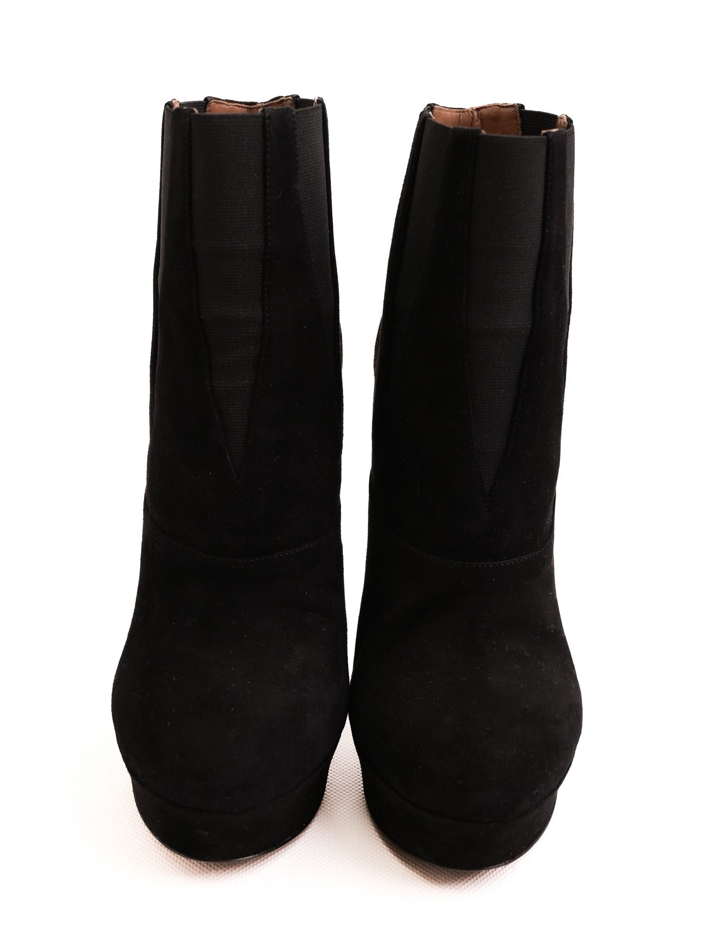 average alaia black genuine suede high-heeled ankle boot size 38