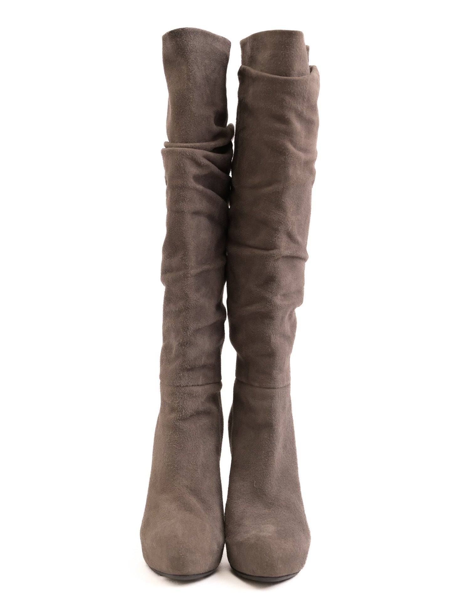 average ralph lauren gray suede high-heeled knee-high boots size 38.5