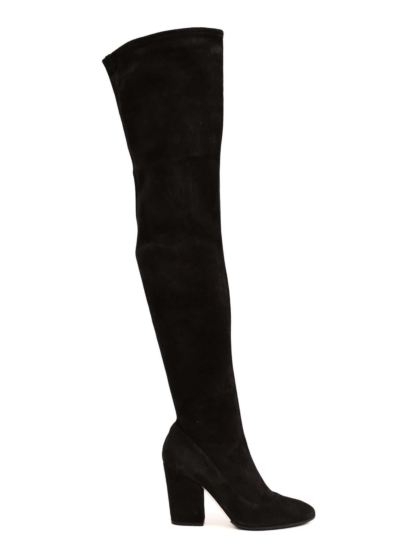 good sergio rossi black genuine suede over-the-knee boots size 37