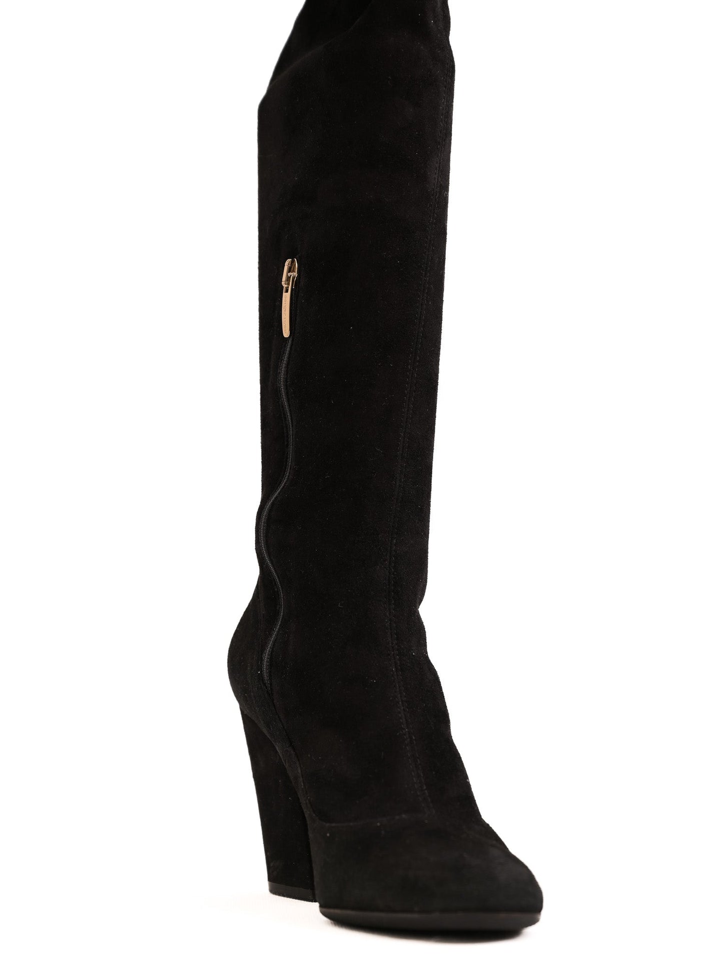 good sergio rossi black genuine suede over-the-knee boots size 37
