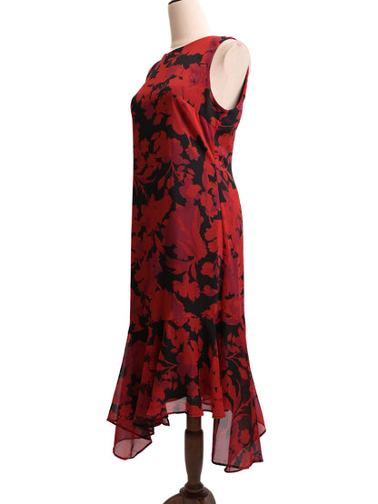 Excellent Calvin Klein Floral Sleeveless Dress Size S Black Red