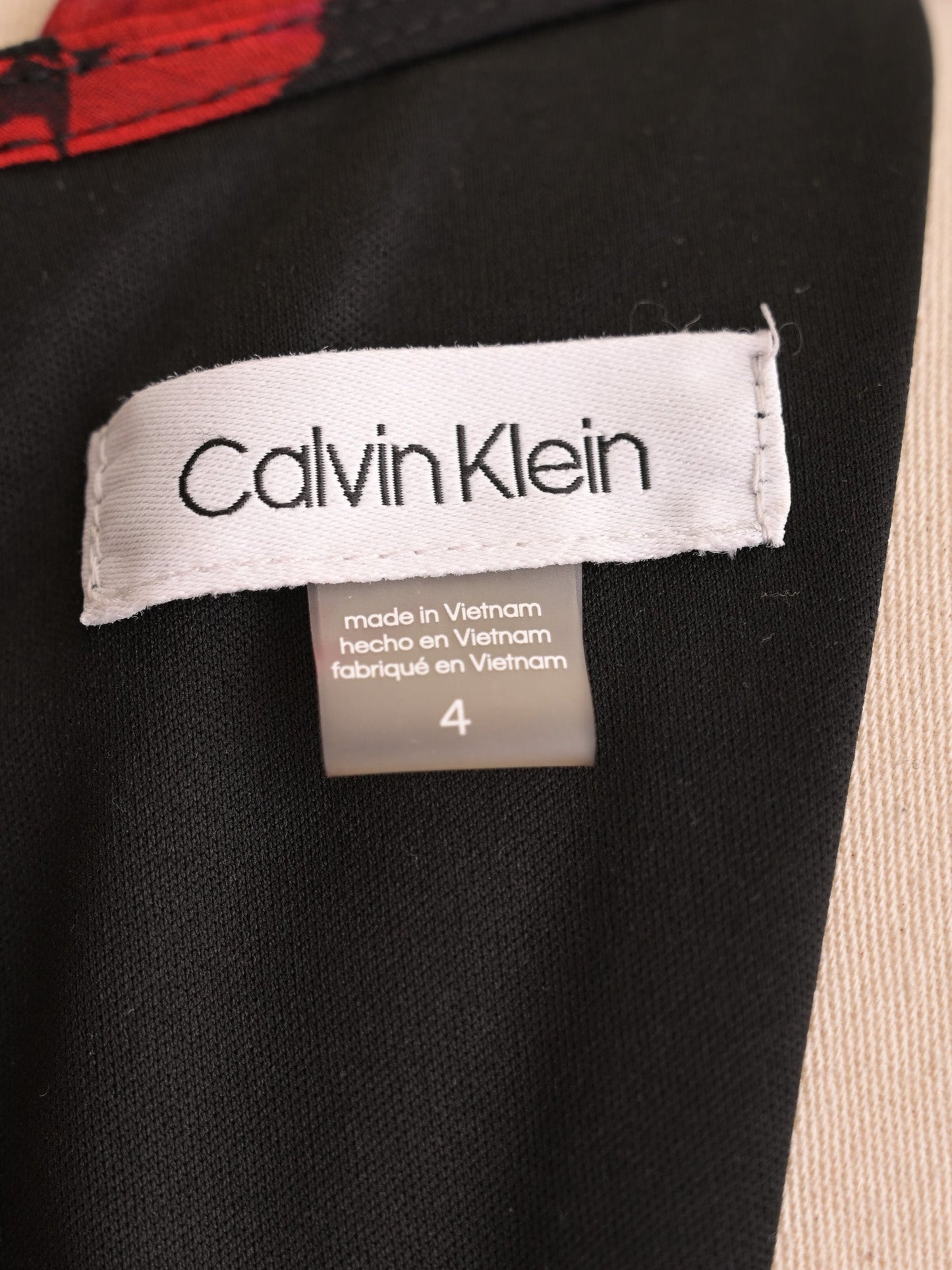 excellent calvin klein floral sleeveless dress size s black red