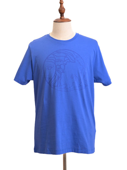 NEW Versace Blue Cotton T-Shirt Size XL with Subtle Design