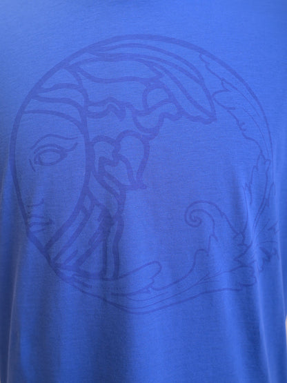 NEW Versace Blue Cotton T-Shirt Size XL with Subtle Design