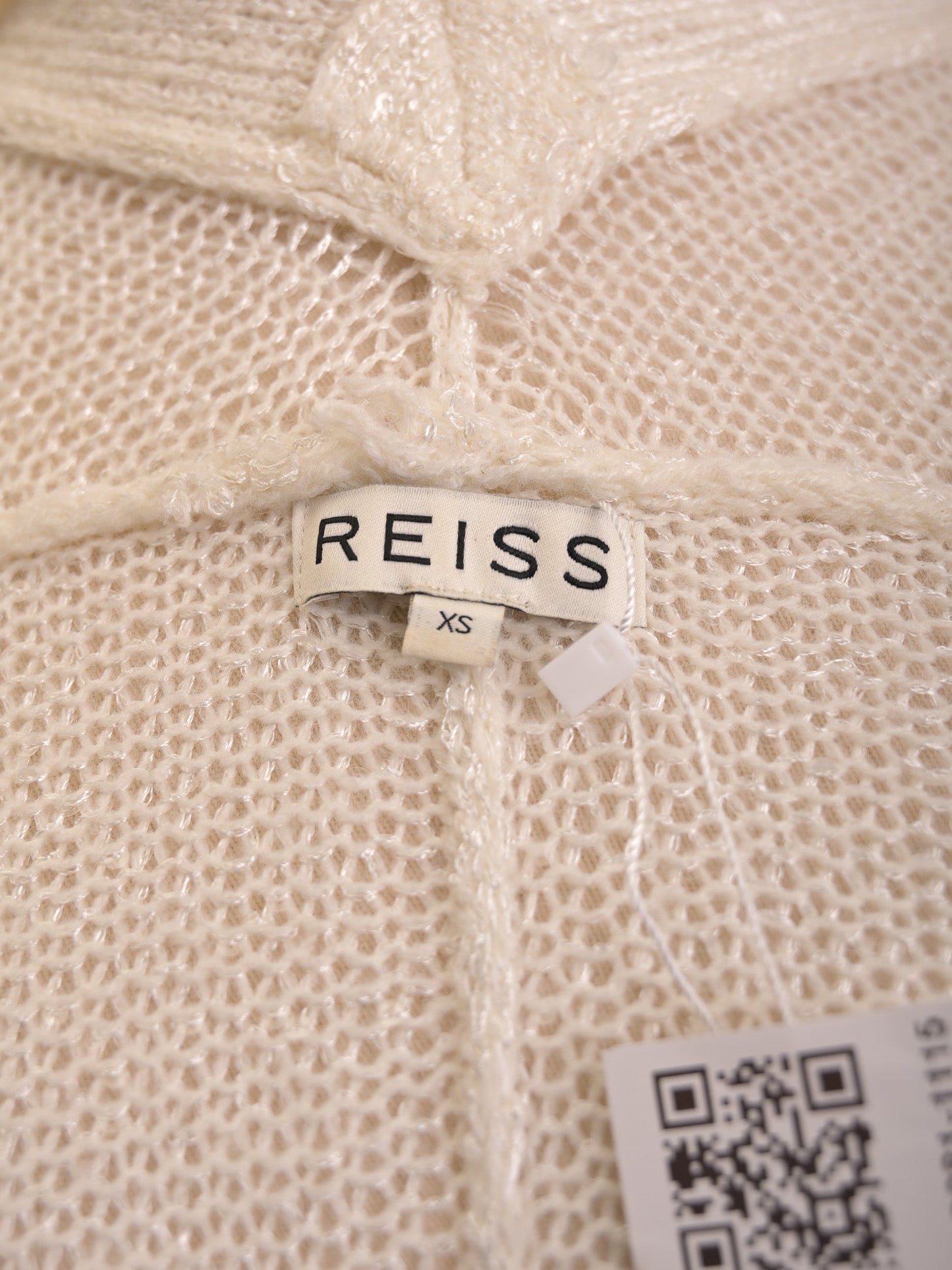 excellent reiss white cotton open-front cardigan size xs