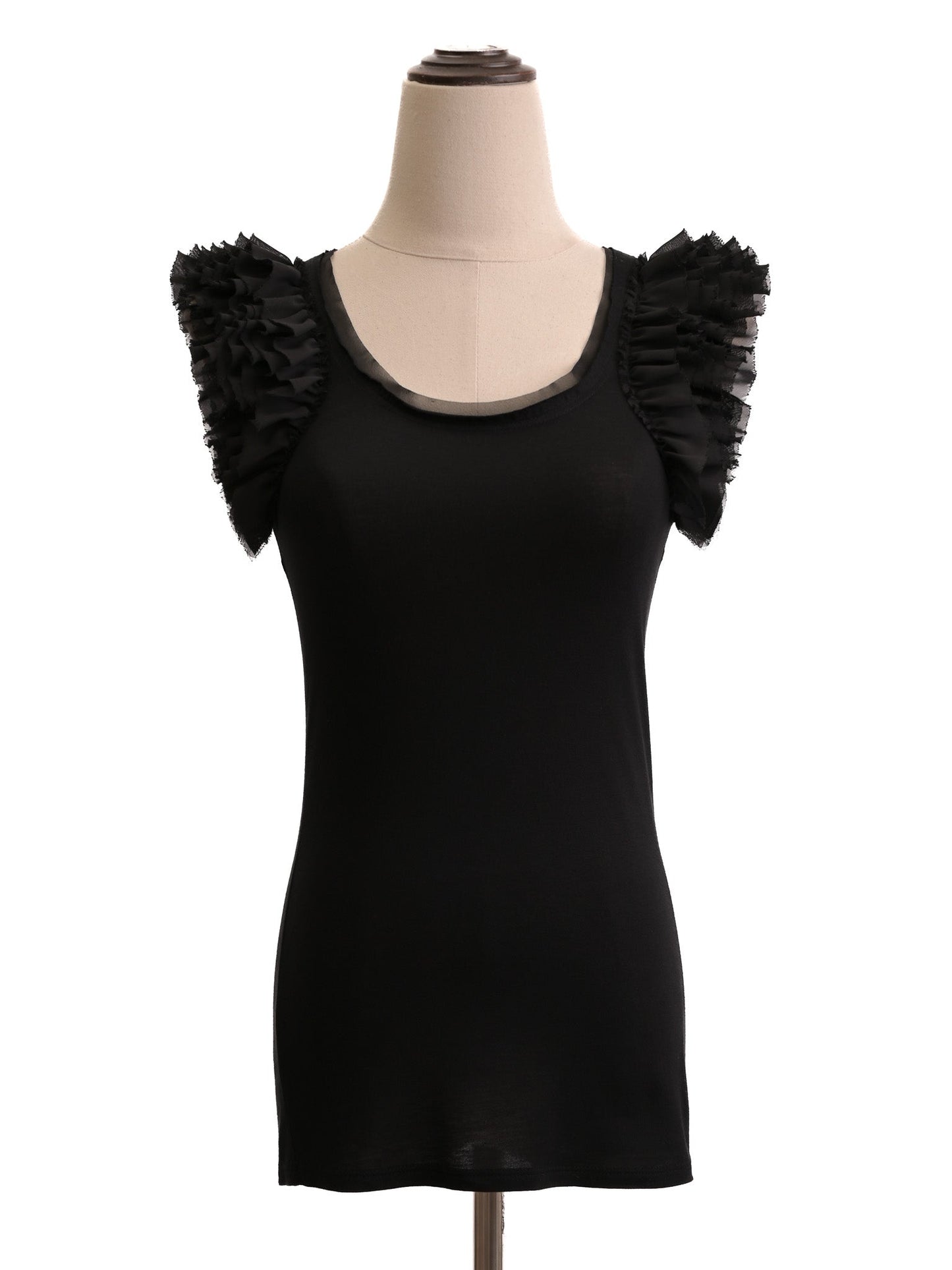 excellent ted baker black ruffled sleeveless top size s