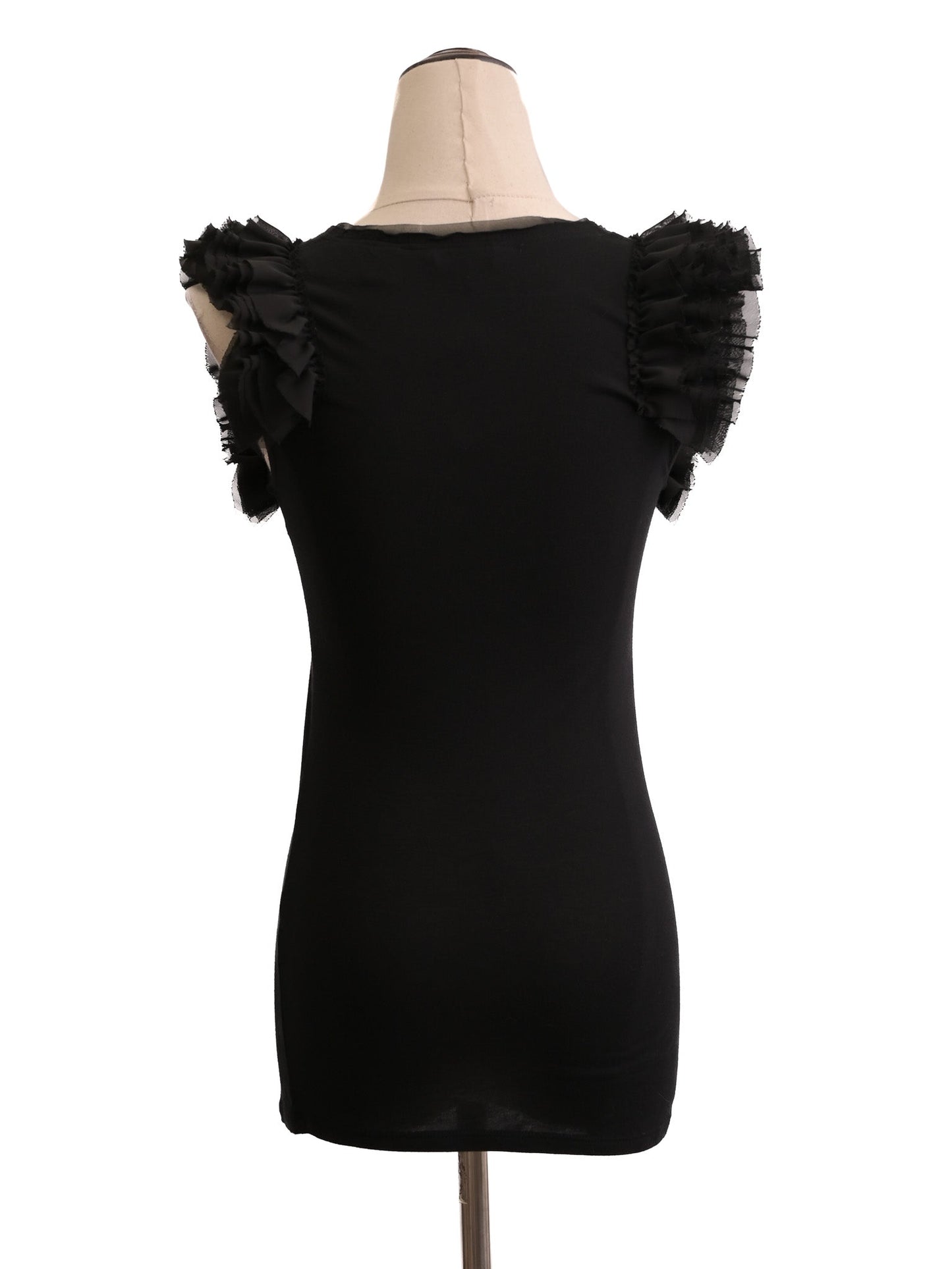excellent ted baker black ruffled sleeveless top size s