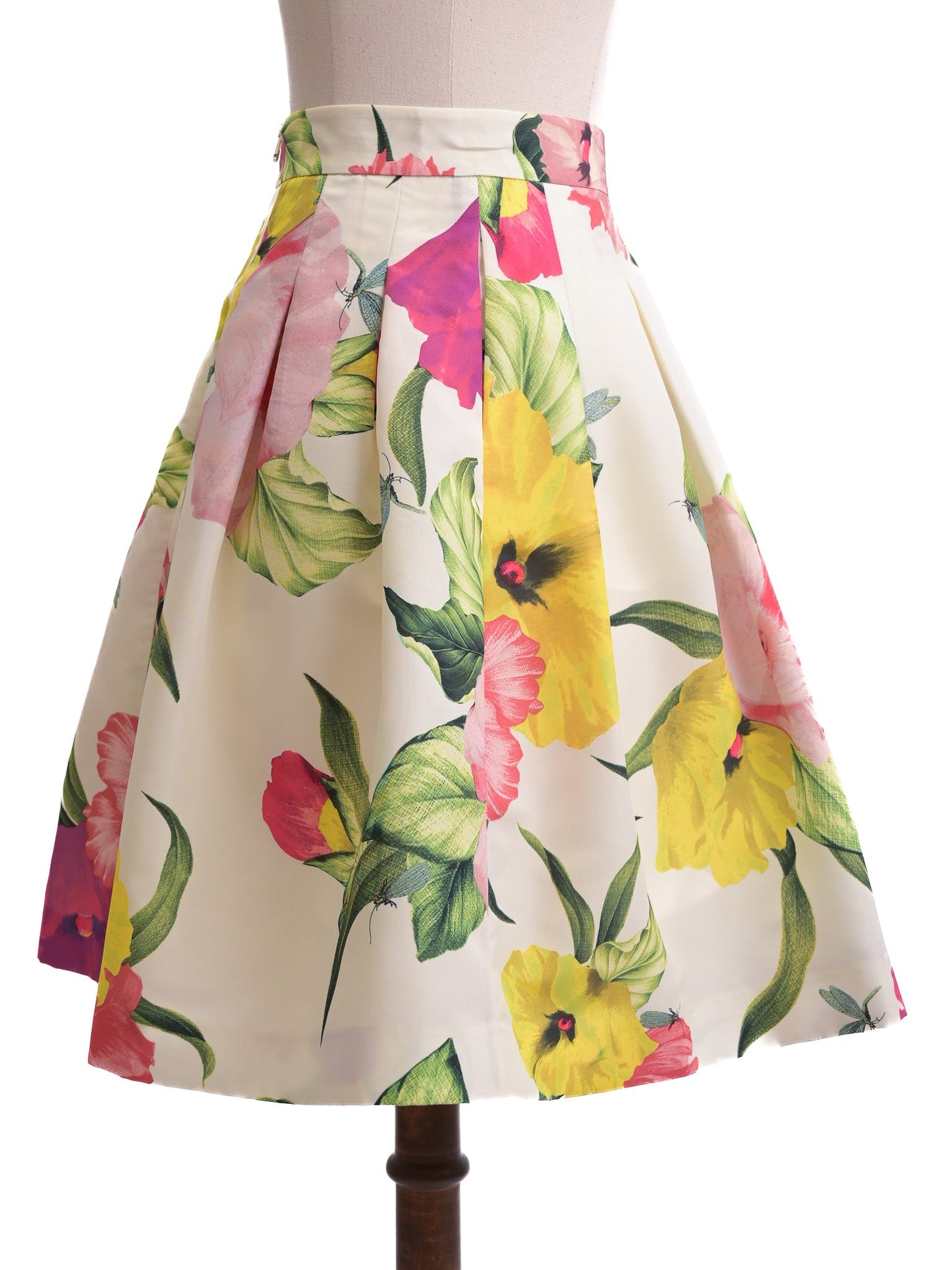 excellent ted baker floral print white cotton skirt size m