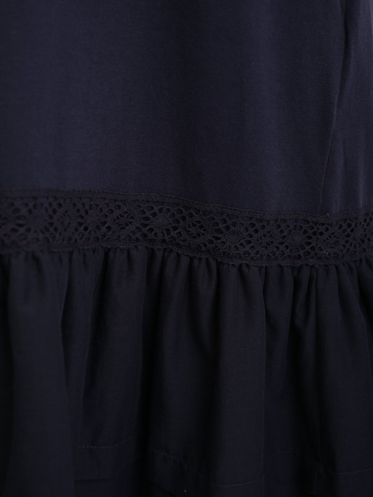 new valentino navy blue cotton dress xs with lacy hem