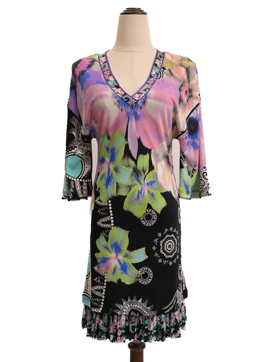 Excellent Class Roberto Cavalli Silk Floral Dress Size M Combined Colors