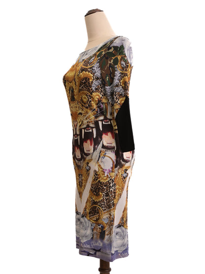 Excellent Phillipp Plein Women’s Dress S Combined Viscose Big Cat Print