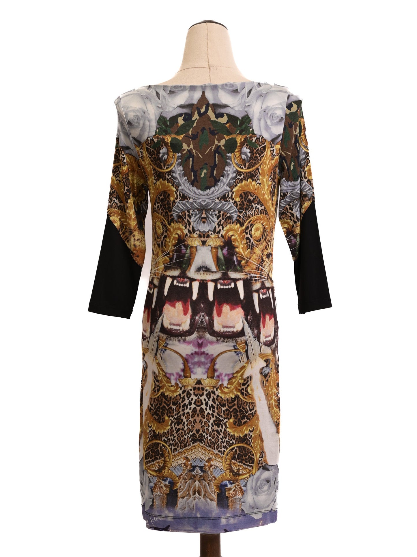 excellent phillipp plein women’s dress s combined viscose big cat print