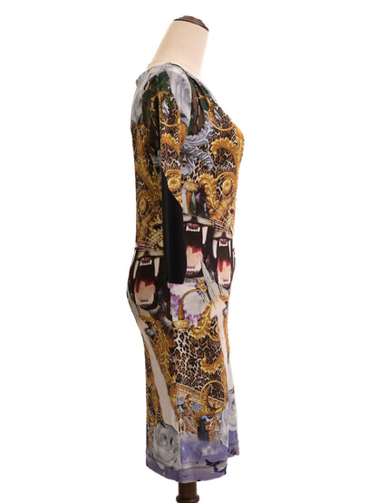 Excellent Phillipp Plein Women’s Dress S Combined Viscose Big Cat Print