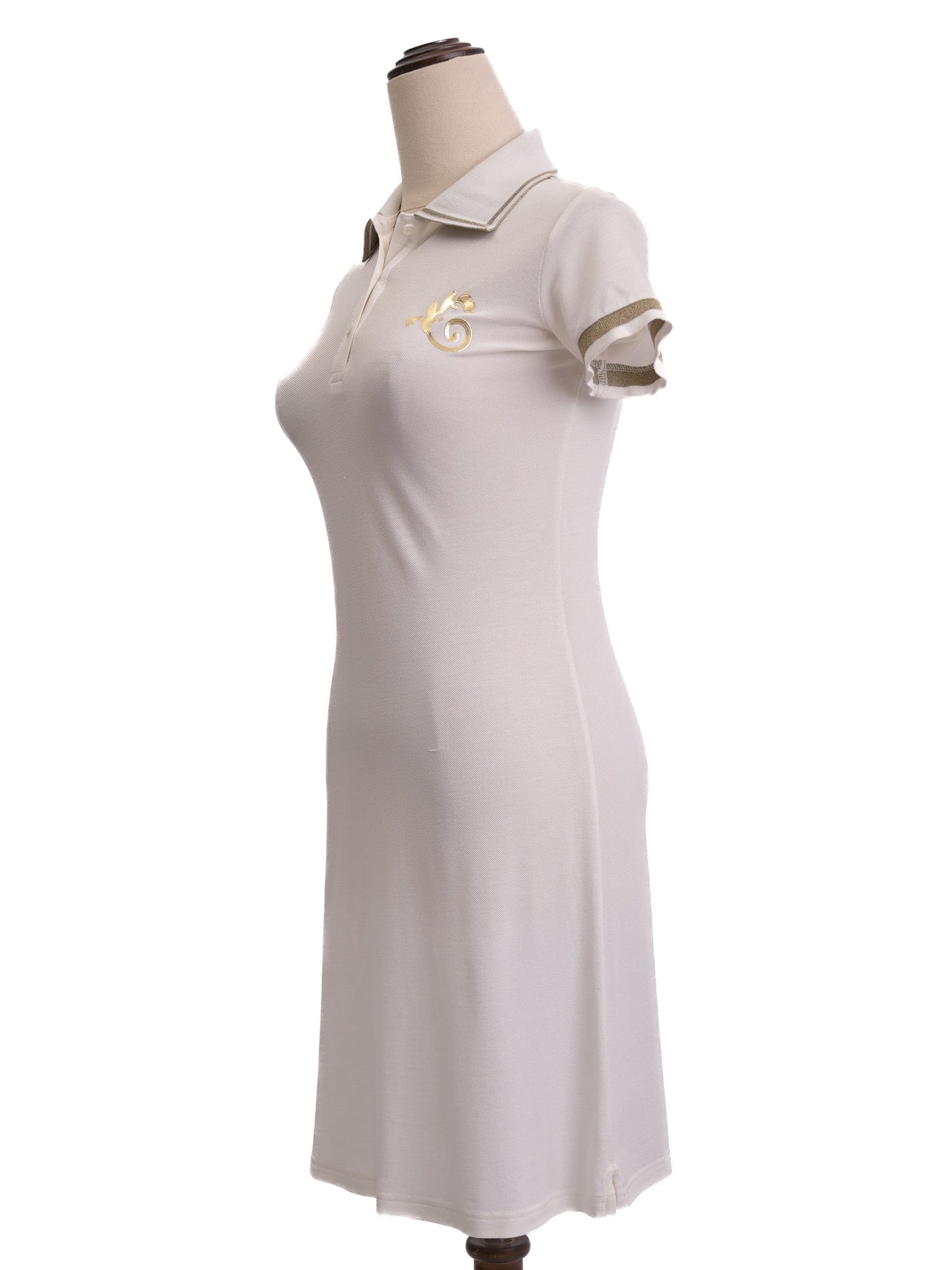 versace women’s white cotton polo dress size s excellent condition