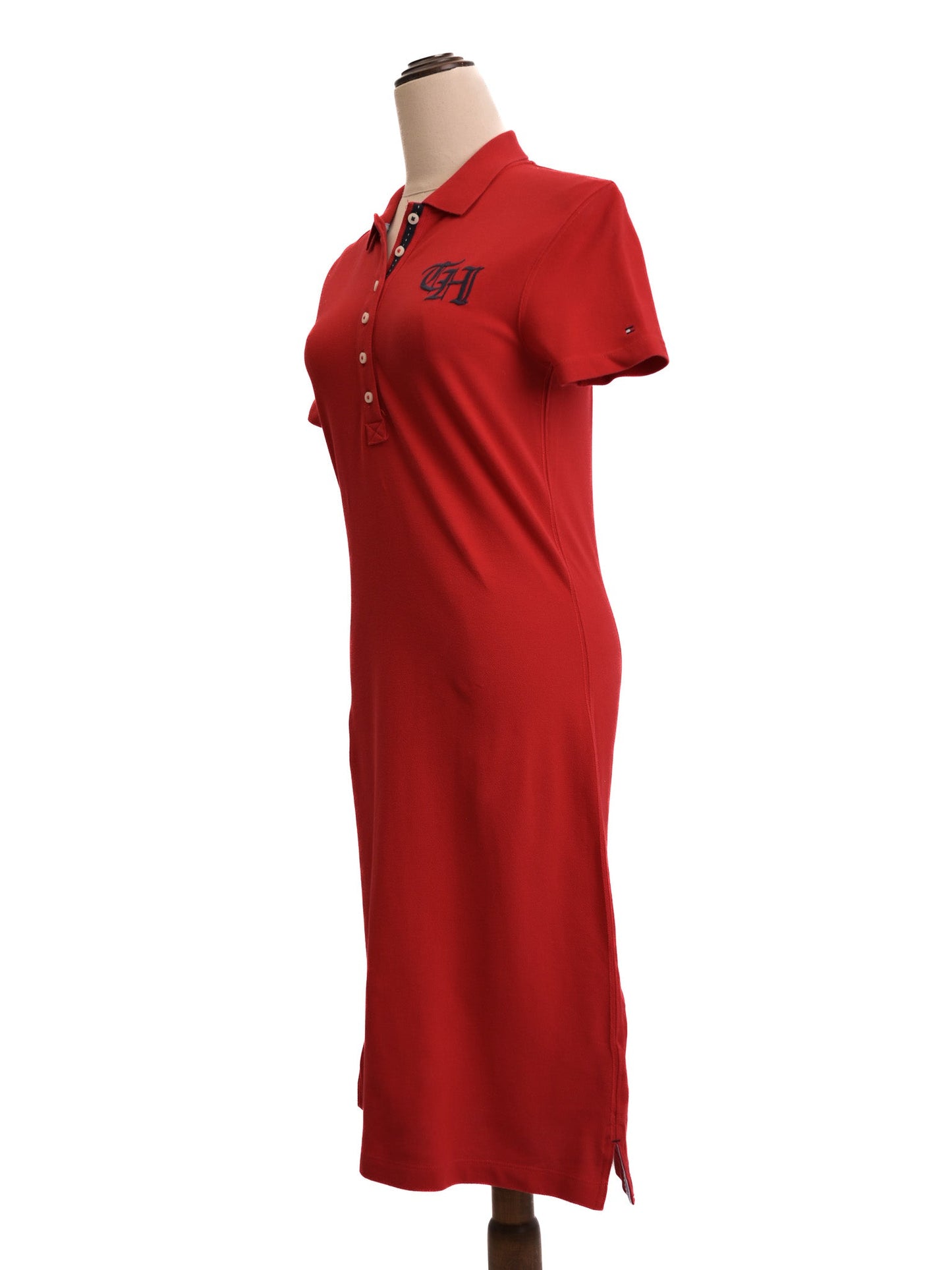 excellent tommy hilfiger red polo dress s with embroidered logo