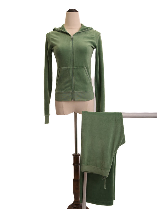 Excellent Juicy Couture Green Velour Tracksuit Size S for Women